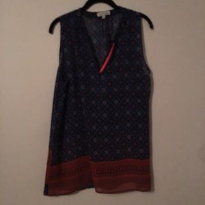 Navy and rust Sleeveless blouse